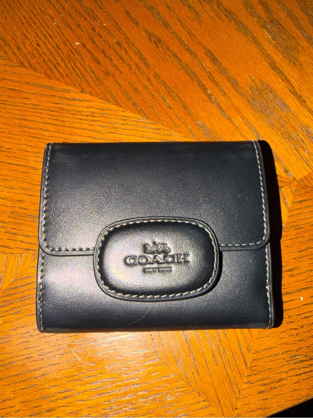 Coach Black Leather Compact Card & Key Holder